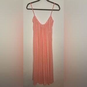 Josa Tulum EUC pink/whitee patterned sheer beach cover up dress one size